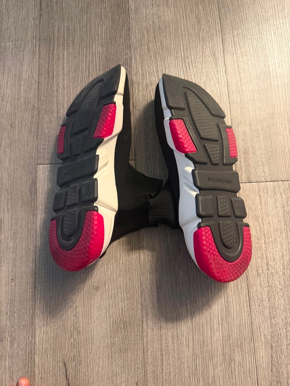 Balenciaga Black Sock Sneakers with Pink and White Soles